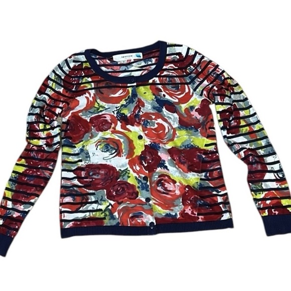 Anthropologie Sparrow Artist’s Study Stripe Floral Cardigan - Picture 2 of 4